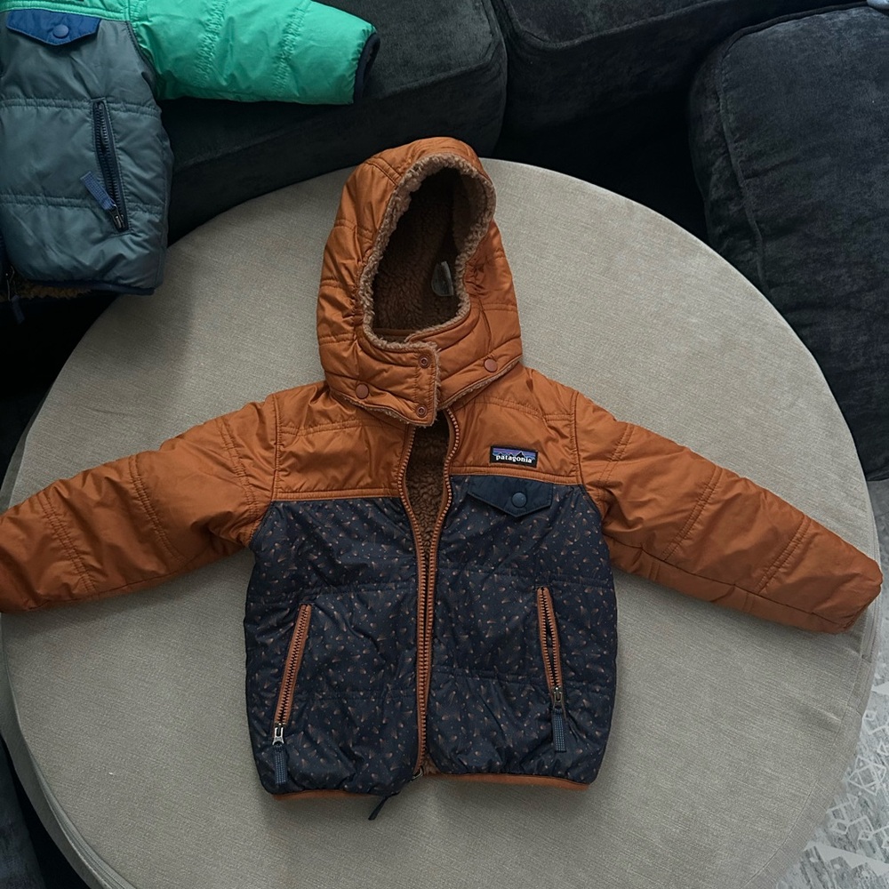 Patagonia Kids Puffer Jacket in Orange and Black
